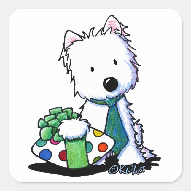 KiniArt Westie Fathers Day Gift Square Sticker (Front)