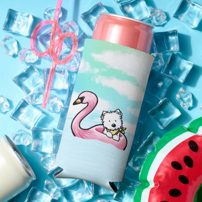 KiniArt Westie Flamingo Floaty Cooler (In Situ Summer)