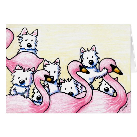 KiniArt Westie Flamingos (Front Horizontal)