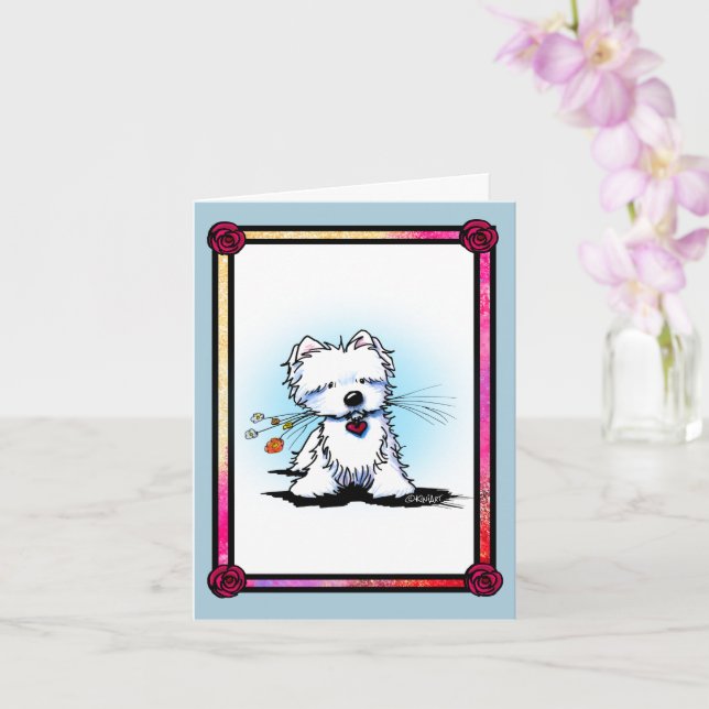 KiniArt Westie Floral  Card (Orchid)