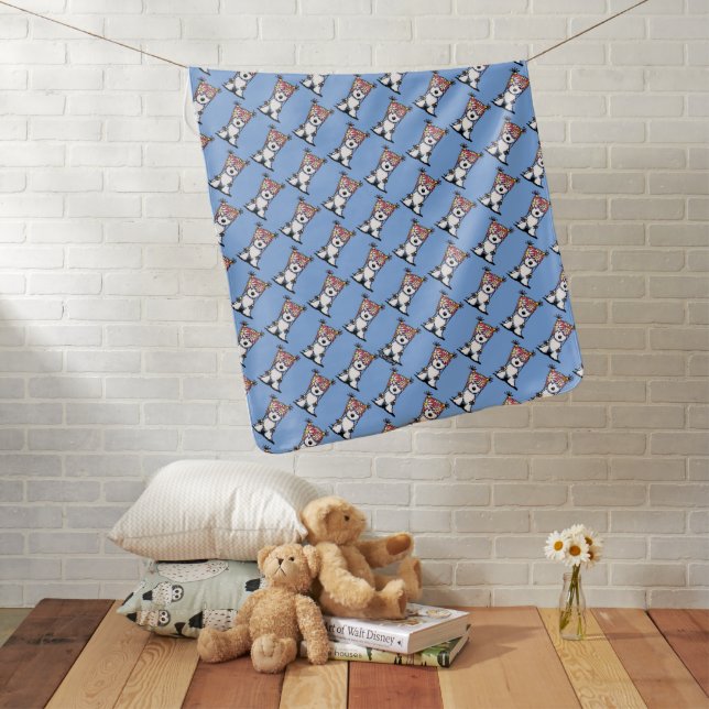 KiniArt Westie Floral Hat Baby Blanket (In Situ)
