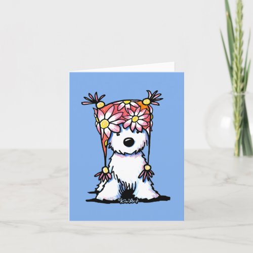KiniArt Westie Floral Hat Note Card