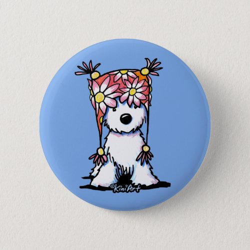 KiniArt Westie Floral Hat T_Shirt Button