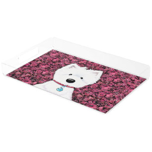 KiniArt Westie Floral Impressions Acrylic Tray