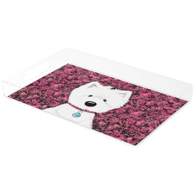 KiniArt Westie Floral Impressions Acrylic Tray (Angled)