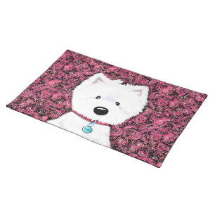 KiniArt Westie Floral Impressions Cloth Placemat