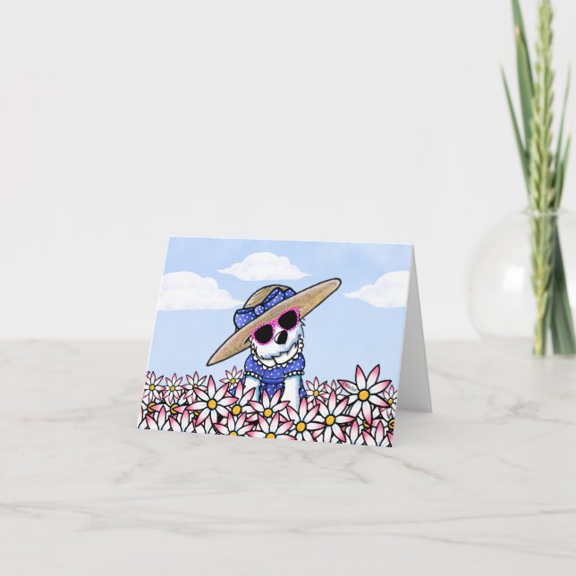 KiniArt Westie Girl Floral Note Card (Front)