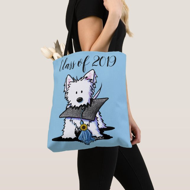 KiniArt Westie Graduate Tote Bag (Close Up)