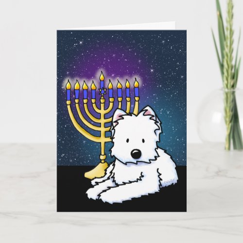 KiniArt Westie Hanukkah Menorah Card