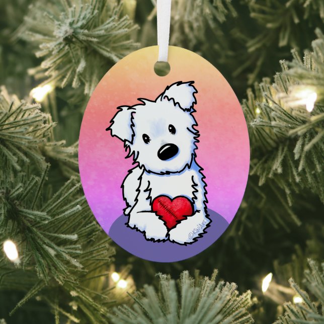 KiniArt Westie Heart Ceramic Ornament (Insitu)