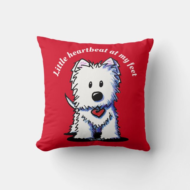 KiniArt Westie Heartbeat Throw Pillow (Front)