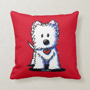 KiniArt Westie Heartbeat Throw Pillow