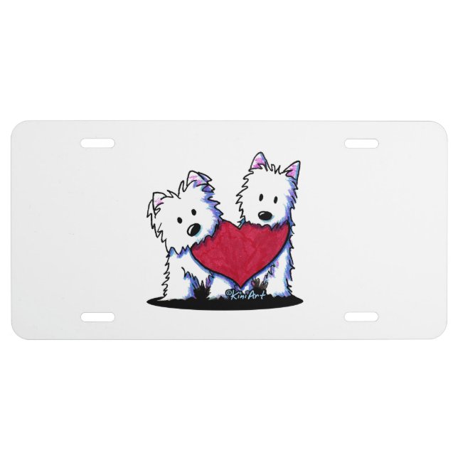 KiniArt Westie Heartfelt Delivery License Plate (Front)