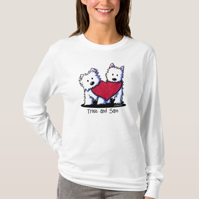 KiniArt Westie Heartfelt Duo T-Shirt (Front)