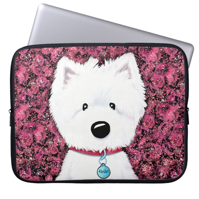 KiniArt Westie Impressions Floral Laptop Sleeve (Front)