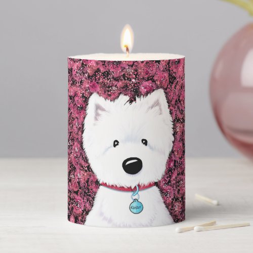 KiniArt Westie Impressions Floral Pillar Candle