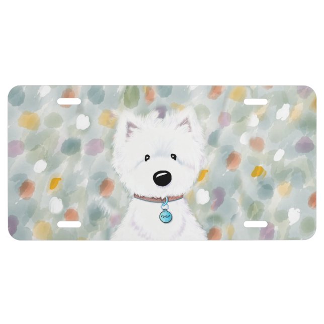 KiniArt Westie Impressions License Plate (Front)