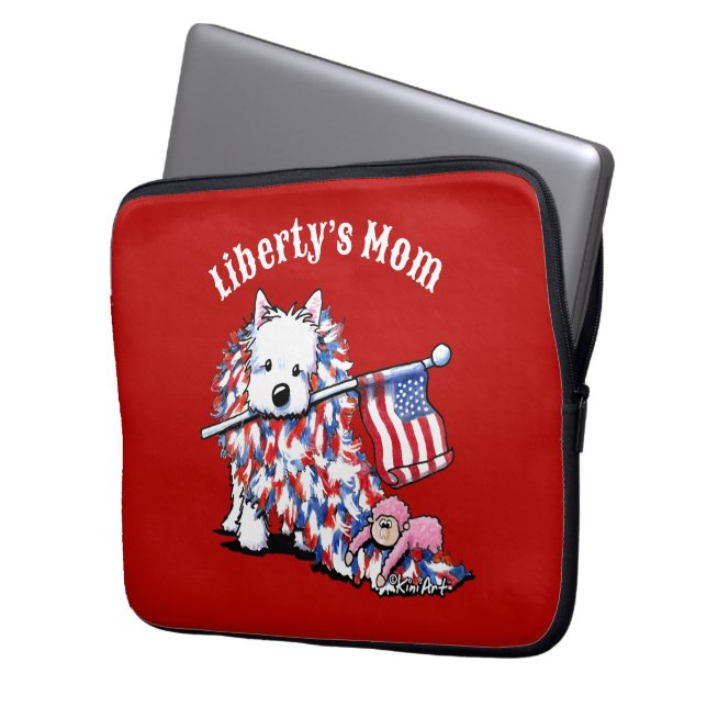 KiniArt Westie Liberty Portrait Laptop Sleeve (Front Left)