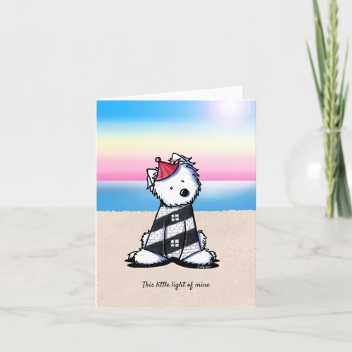 KiniArt Westie Lighthouse Beach Thank You Card