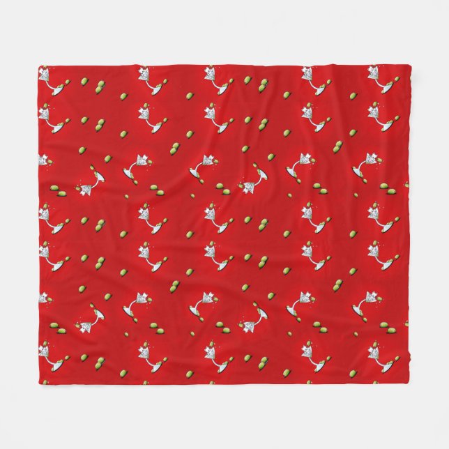 KiniArt Westie Martini Fleece Blanket (Front (Horizontal))