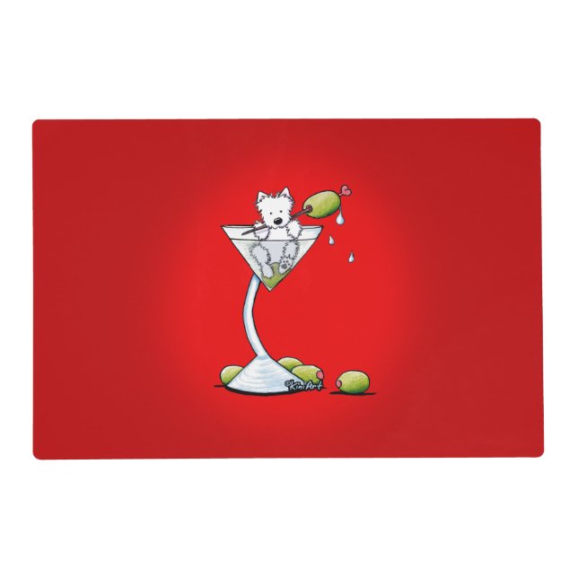 KiniArt Westie Martini Placemat (Front)