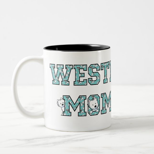KiniArt Westie Mom  Two-Tone Coffee Mug (Left)