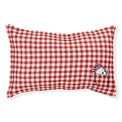 KiniArt Westie On Red Gingham Pet Bed