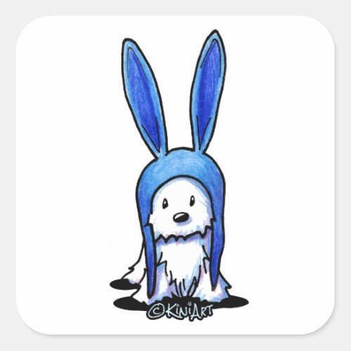 KiniArt Westie Rabbit Square Sticker