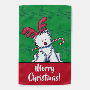 KiniArt Westie Reindeer Christmas Garden Flag