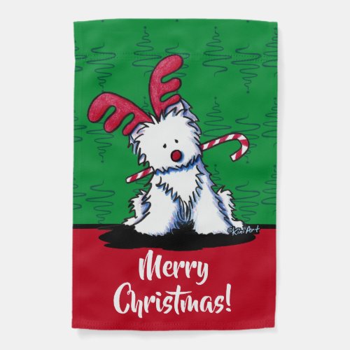 KiniArt Westie Reindeer Christmas Garden Flag