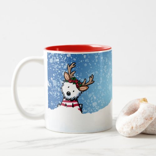 KiniArt Westie Reindeer Christmas Mug