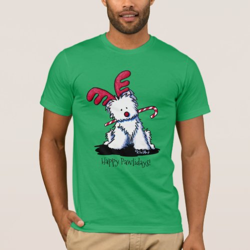 KiniArt Westie Reindeer Dark Shirt