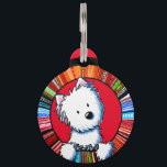KiniArt Westie Round Pet Tag<br><div class="desc">KiniArt Westie Terrier dog art design by Contemporary PUP Artist,  Kim Niles. © Kim Niles,  KiniArt™ - All Rights Reserved.</div>