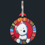 KiniArt Westie Round Pet Tag<br><div class="desc">KiniArt Westie Terrier dog art design by Contemporary PUP Artist,  Kim Niles. © Kim Niles,  KiniArt™ - All Rights Reserved.</div>