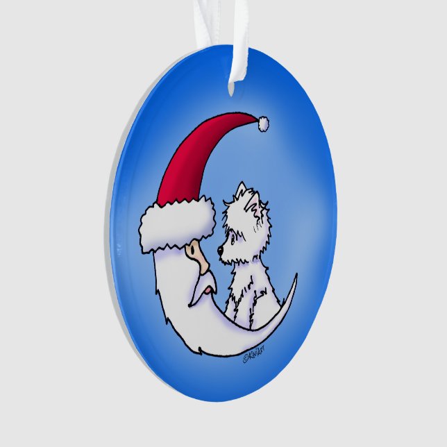 KiniArt Westie Santa Moon Ornament (Front)
