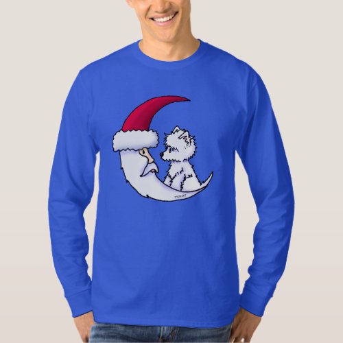 KiniArt Westie Santa Moon T_Shirt