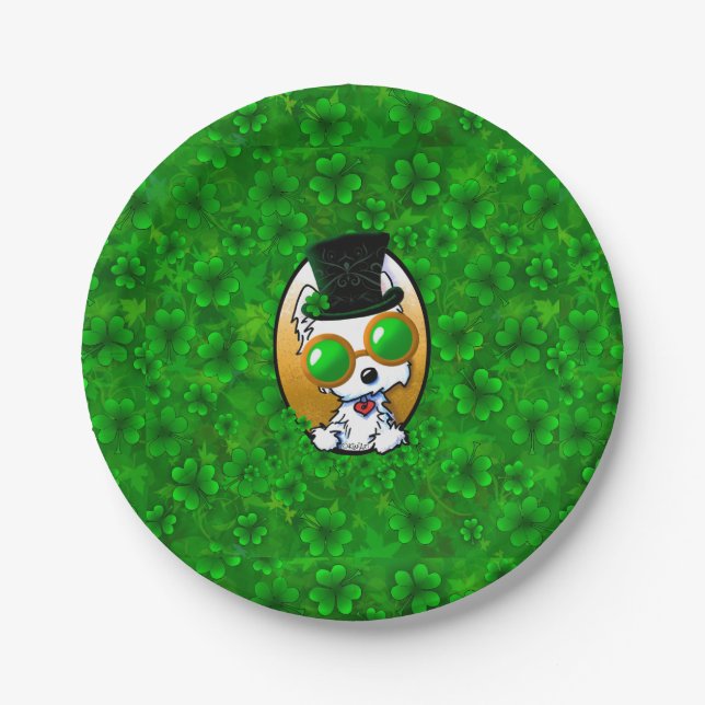KiniArt Westie Shamrock Paper Plate (Front)