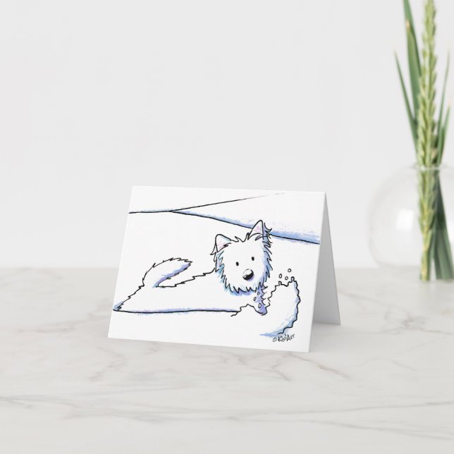 KiniArt Westie Snow Plow Holiday Card (Front)