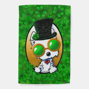 KiniArt Westie St Patrick's Day Garden Flag