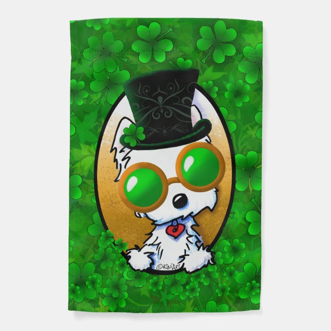 KiniArt Westie St Patrick's Day Garden Flag (Front)