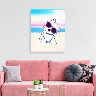 KiniArt Westie Terrier Beach Dog Canvas Print