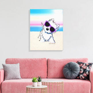 KiniArt Westie Terrier Beach Dog Canvas Print