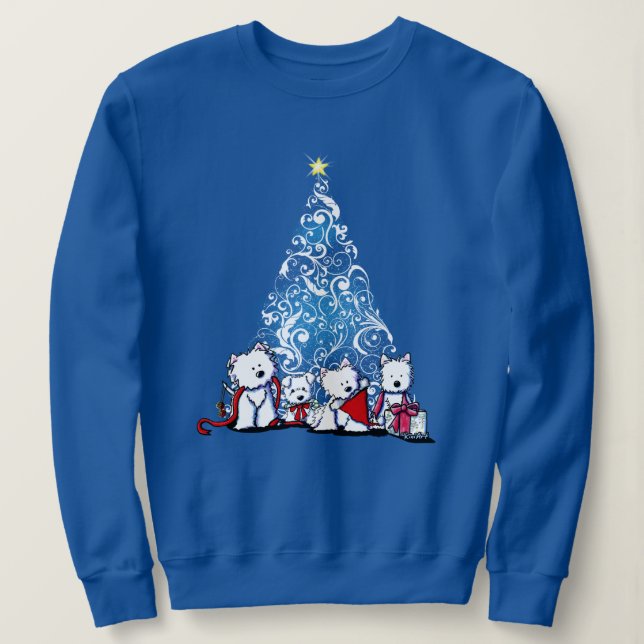 KiniArt Westie Terrier Christmas Sweatshirt (Design Front)