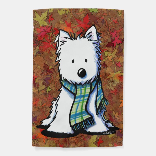 KiniArt Westie Terrier FALL Garden Flag (Front)