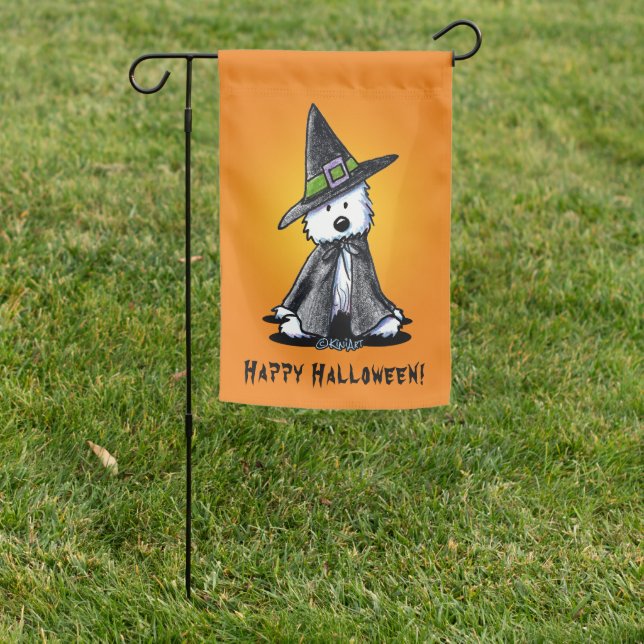 KiniArt Westie Terrier Halloween Garden Flag (In SItu)