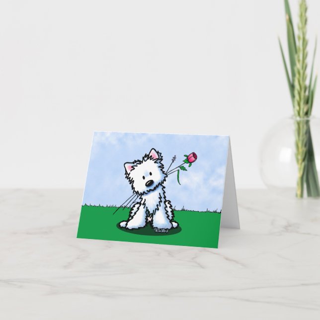 KiniArt Westie Terrier Letterpress Thank You Card (Front)