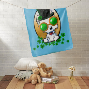 KiniArt Westie Terrier St. Paddy's T-Shirt Baby Blanket