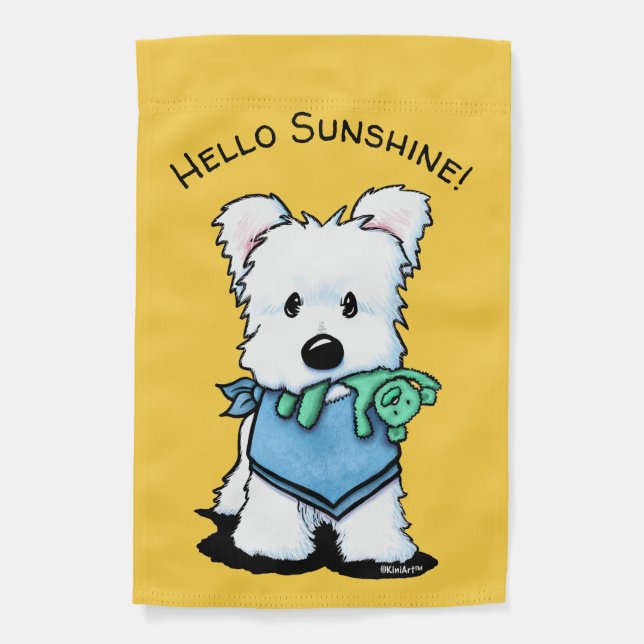 KiniArt Westie Terrier Yellow Garden Flag (Front)