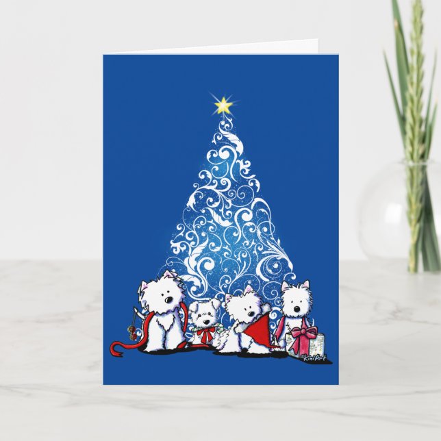 KiniArt Westie Terriers Christmas Card (Front)