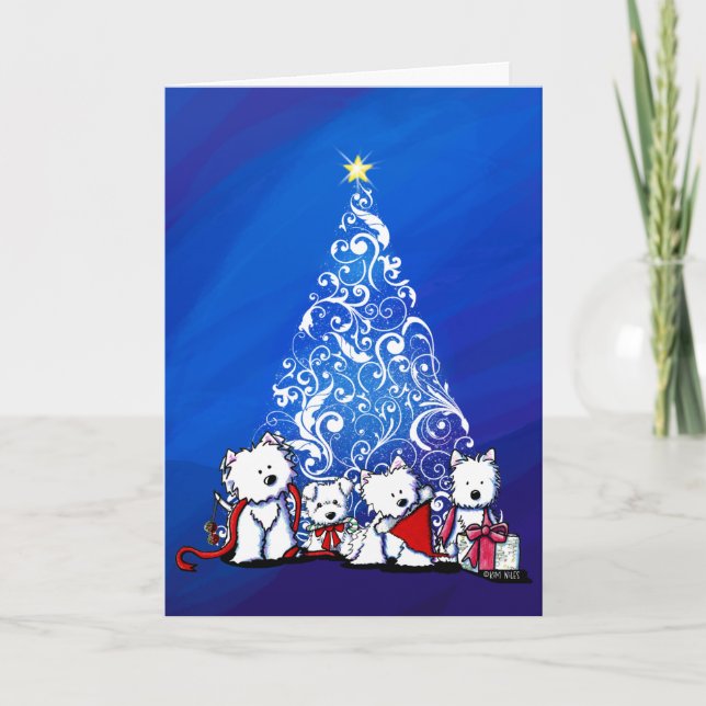 KiniArt Westie Terriers Christmas Card (Front)